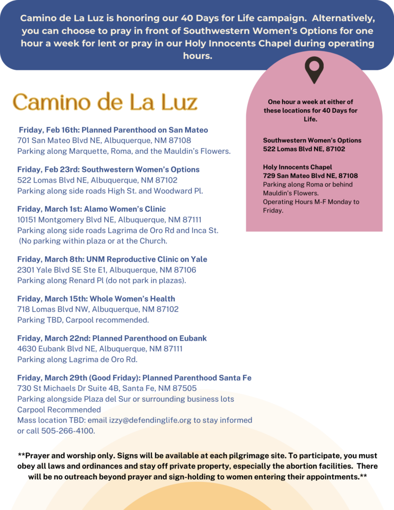 Dates and Details of Camino de La Luz Lenten Pilgrimage